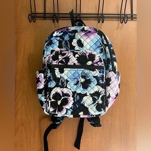 NWT Vera Bradley Compact Backpack in Plum Pansies pattern